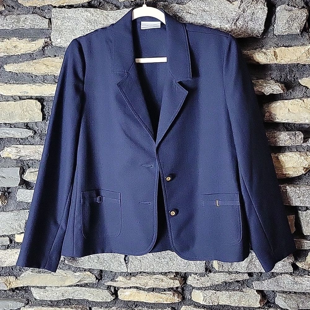 Women's Alfred Dunner blazer suit jacket navy blue size 12 petite